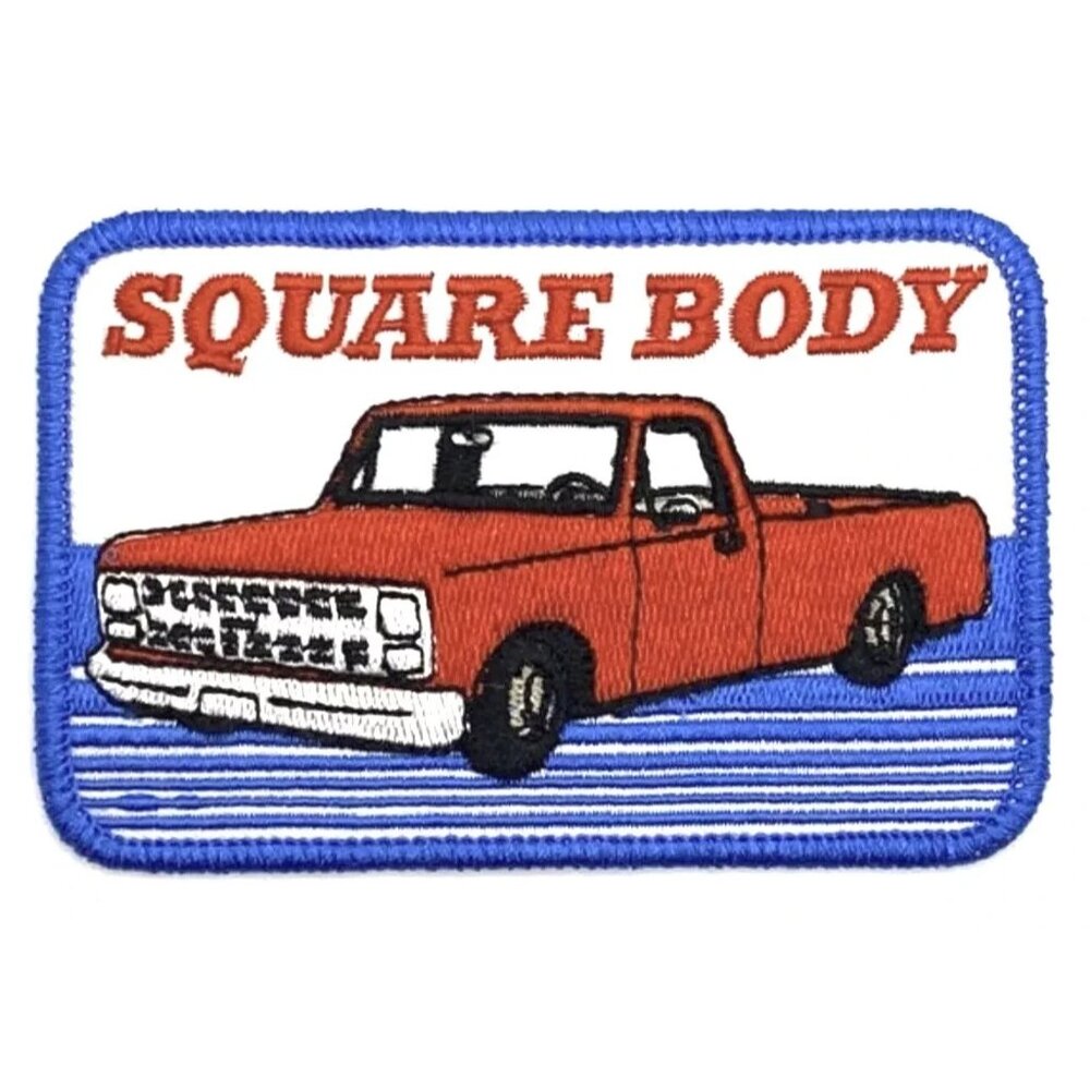 Square Body Chevy Red Truck Patch Iron Sew-On Vintage Style Retro Cap Hat
